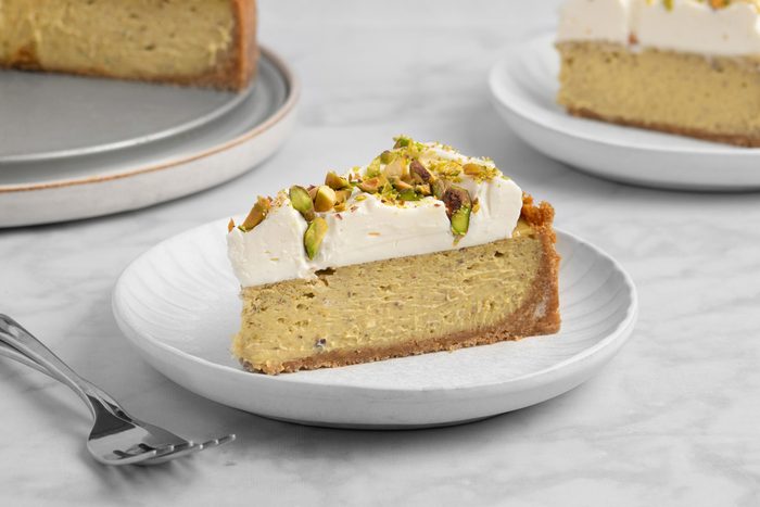 Creamy Pistachio Cheesecake slice