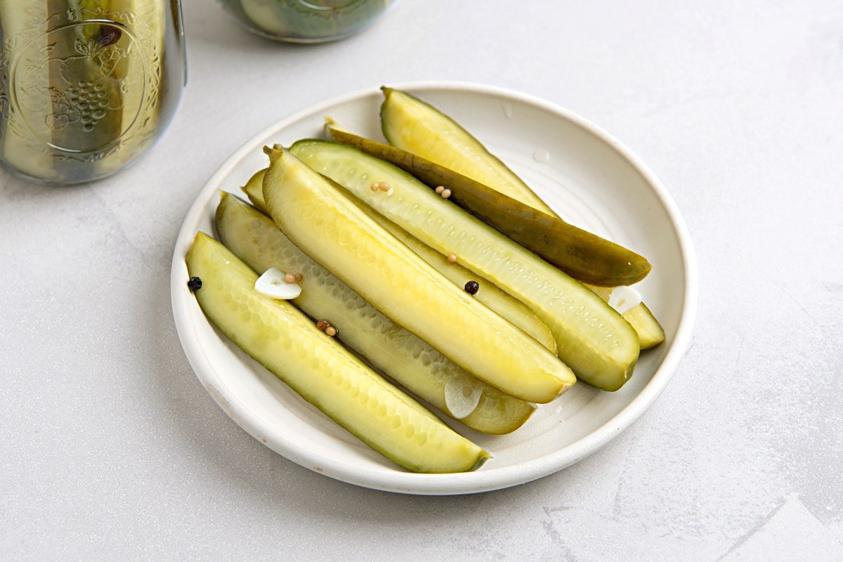 Dill Pickels is ready and served in a Plate