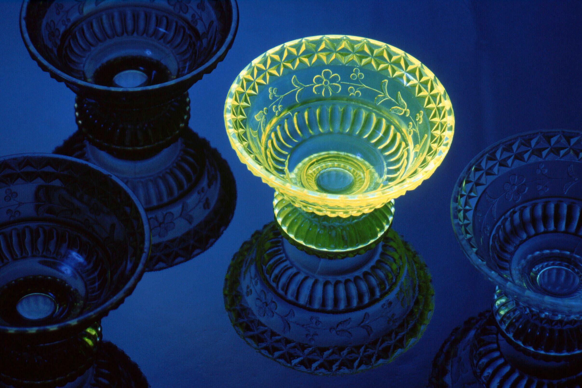 Fluorescent Green Bowl Under UV Light