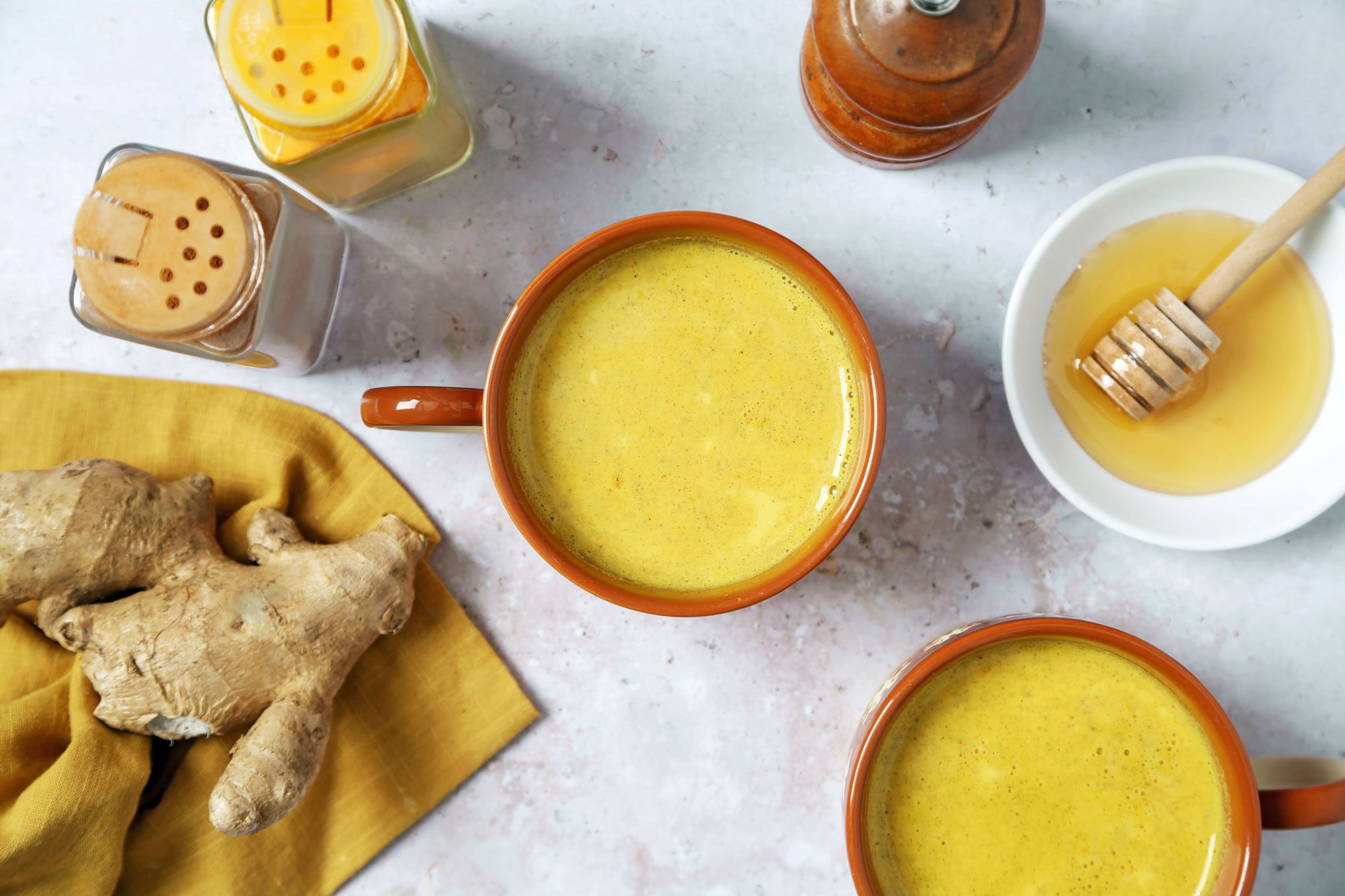 Turmeric Tea Golden Milk is ready and served in Cups