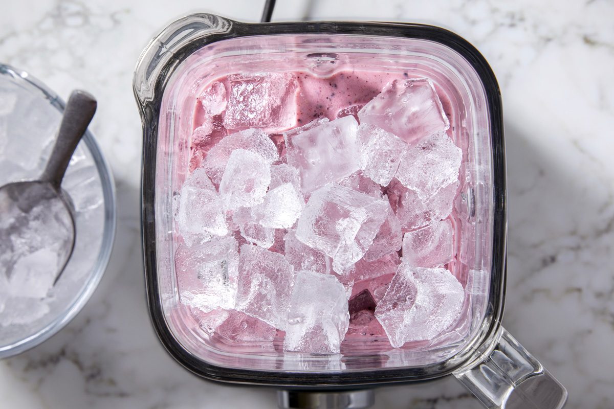 ice added to blender