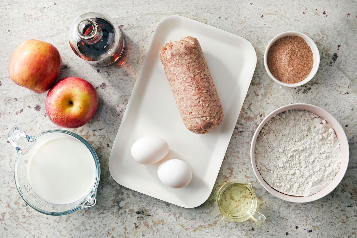 Overhead Shot of Ingredients for Pancake Casserole