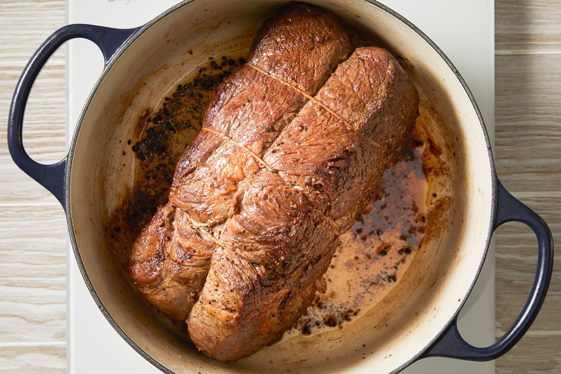 Brown roast cooked from all sides in a pan