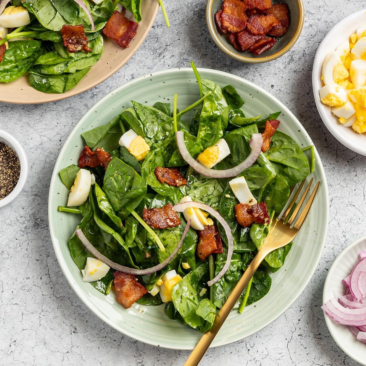 Spinach Salad with Warm Bacon Dressing