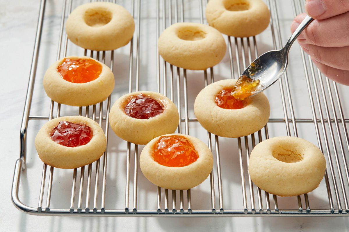 cookie indentations being filled with preserves