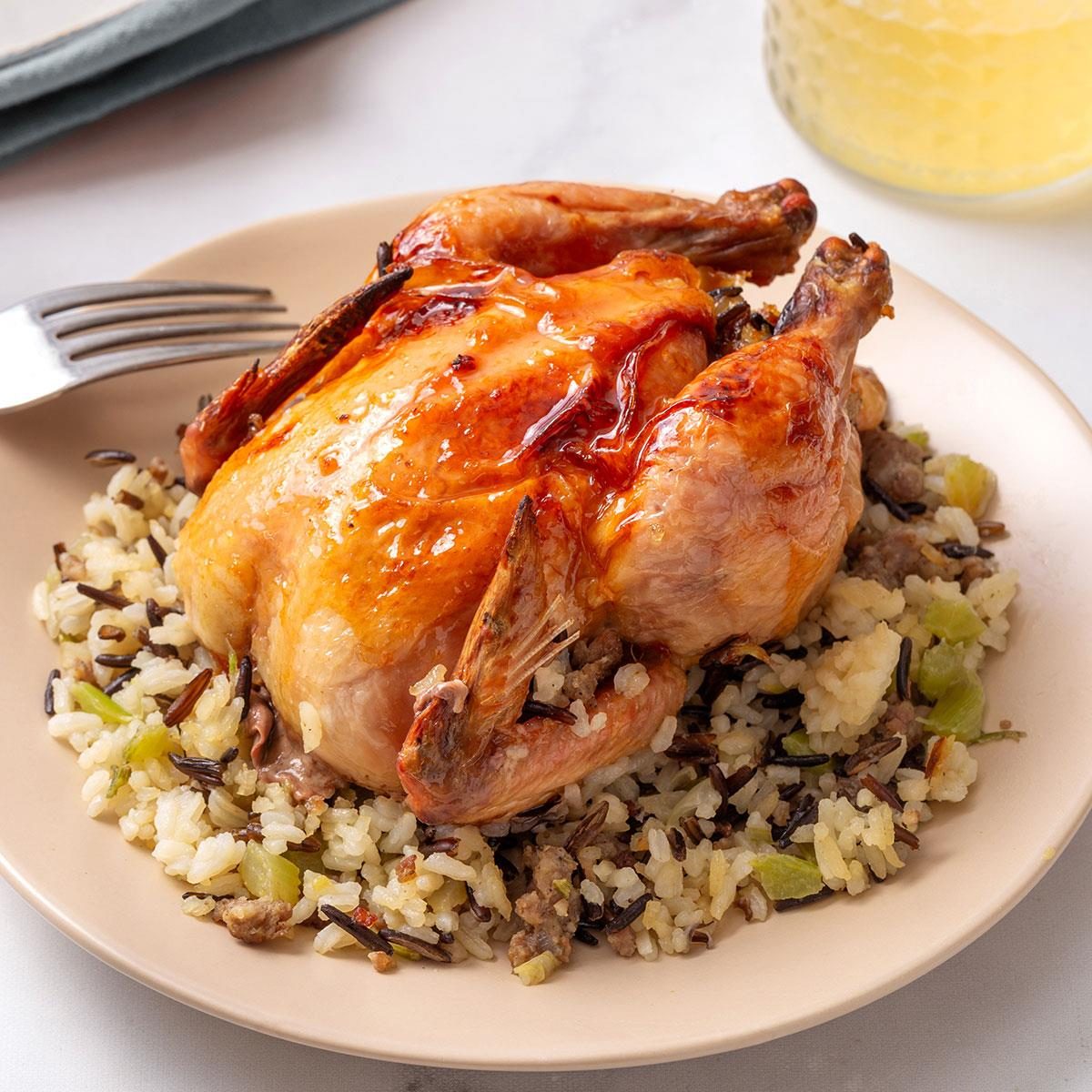 Cornish Game Hens with Wild Rice Stuffing