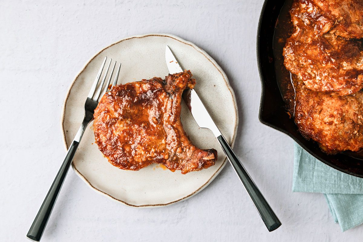 Barbecue Pork Chops is ready and served in a Plate