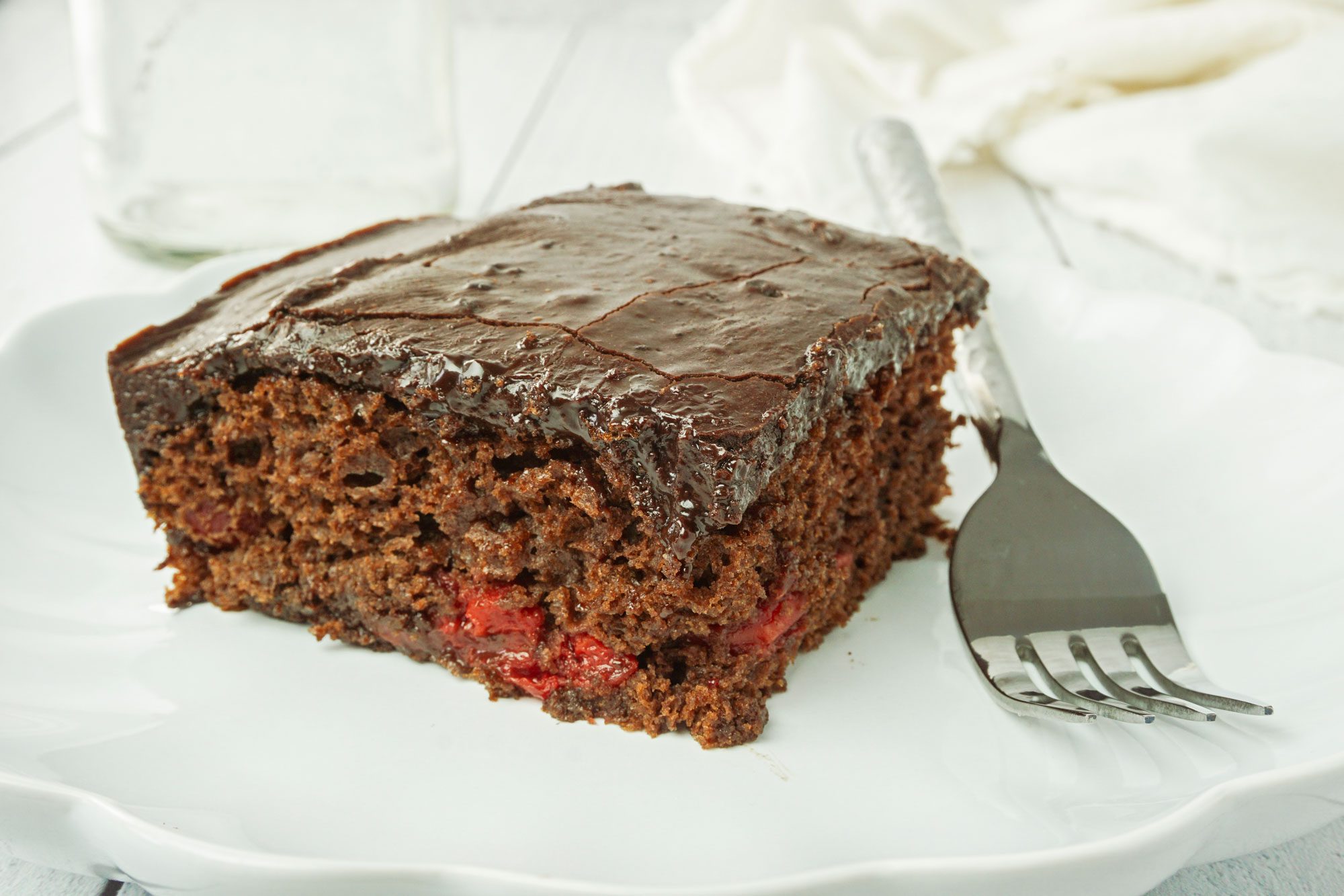 Once the cake has set, slice into squares and serve