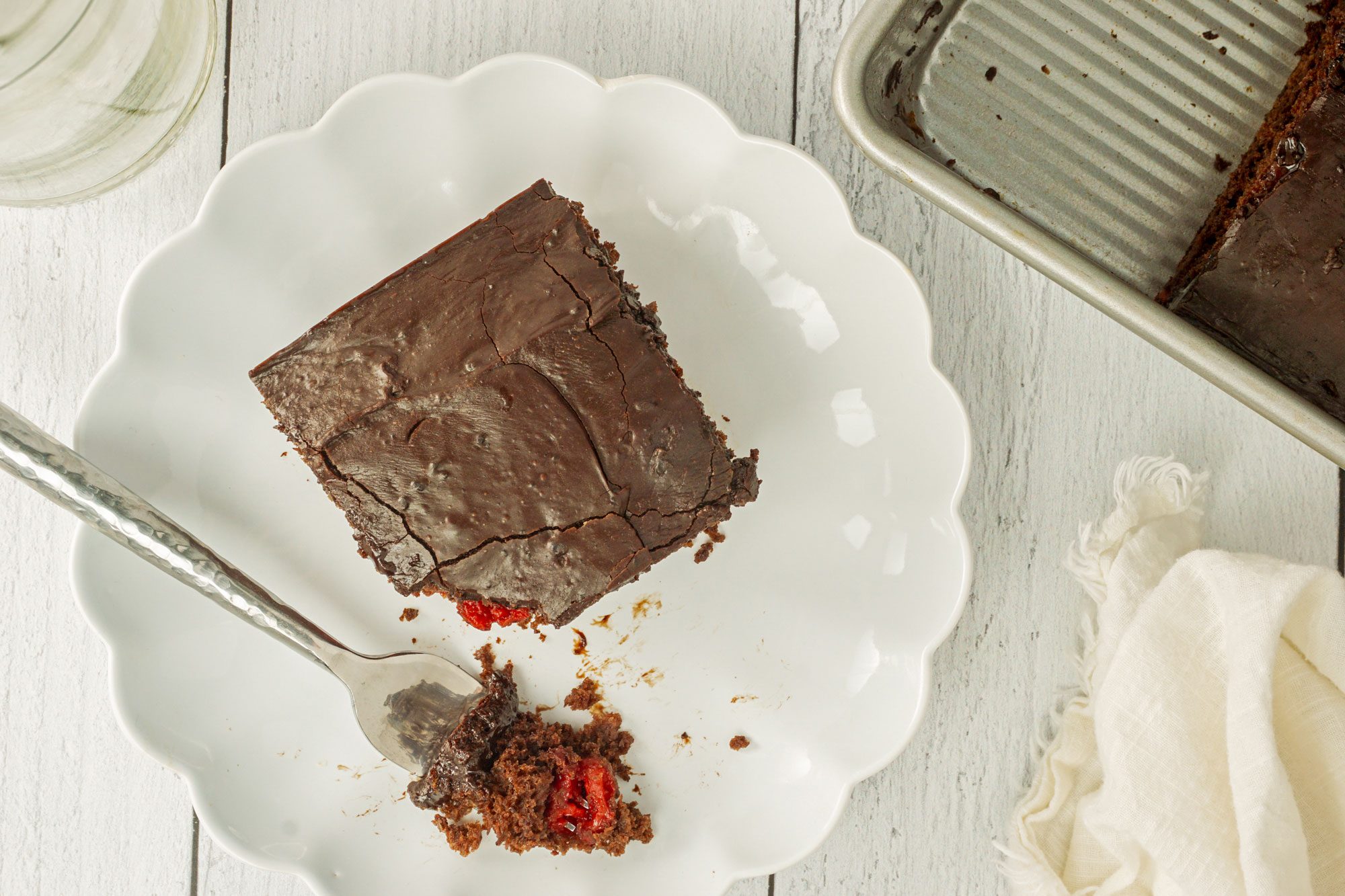 Coal Miners Chocolate Cake served in a plate overhead shot