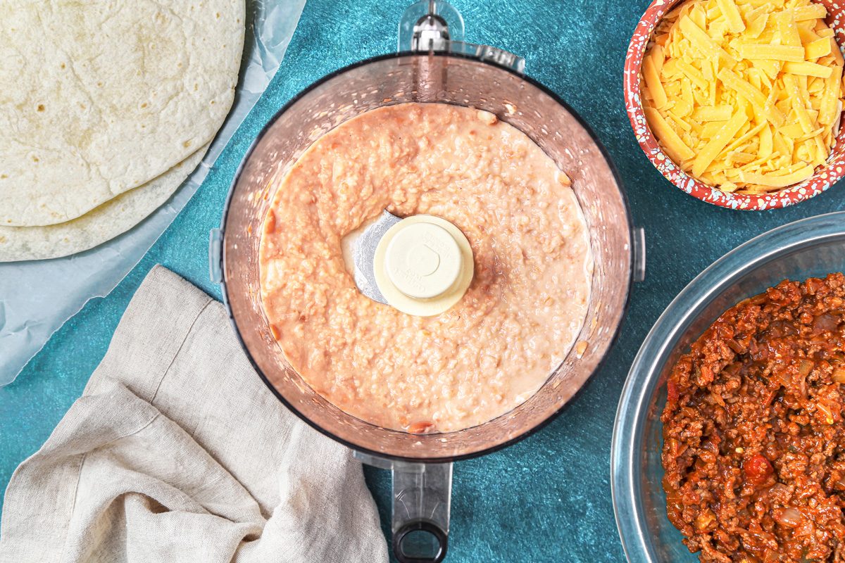 beans and water mixture in food processor