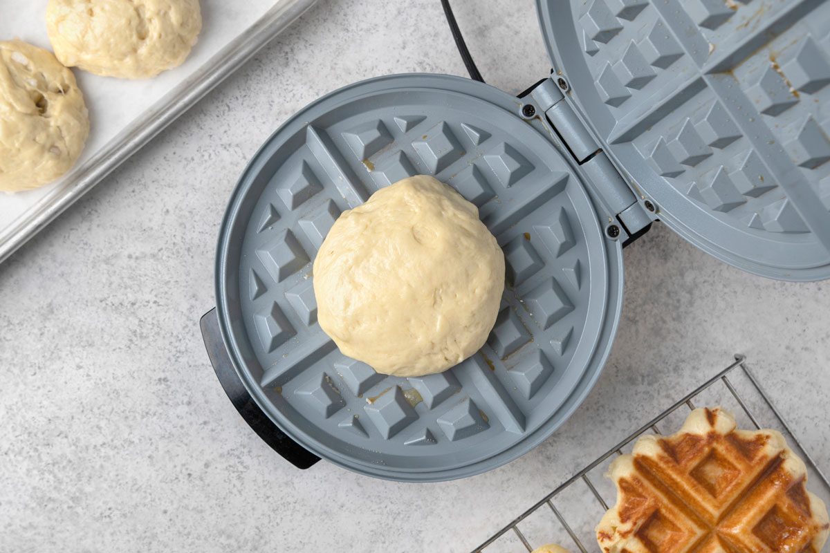 place the dough in the waffle maker