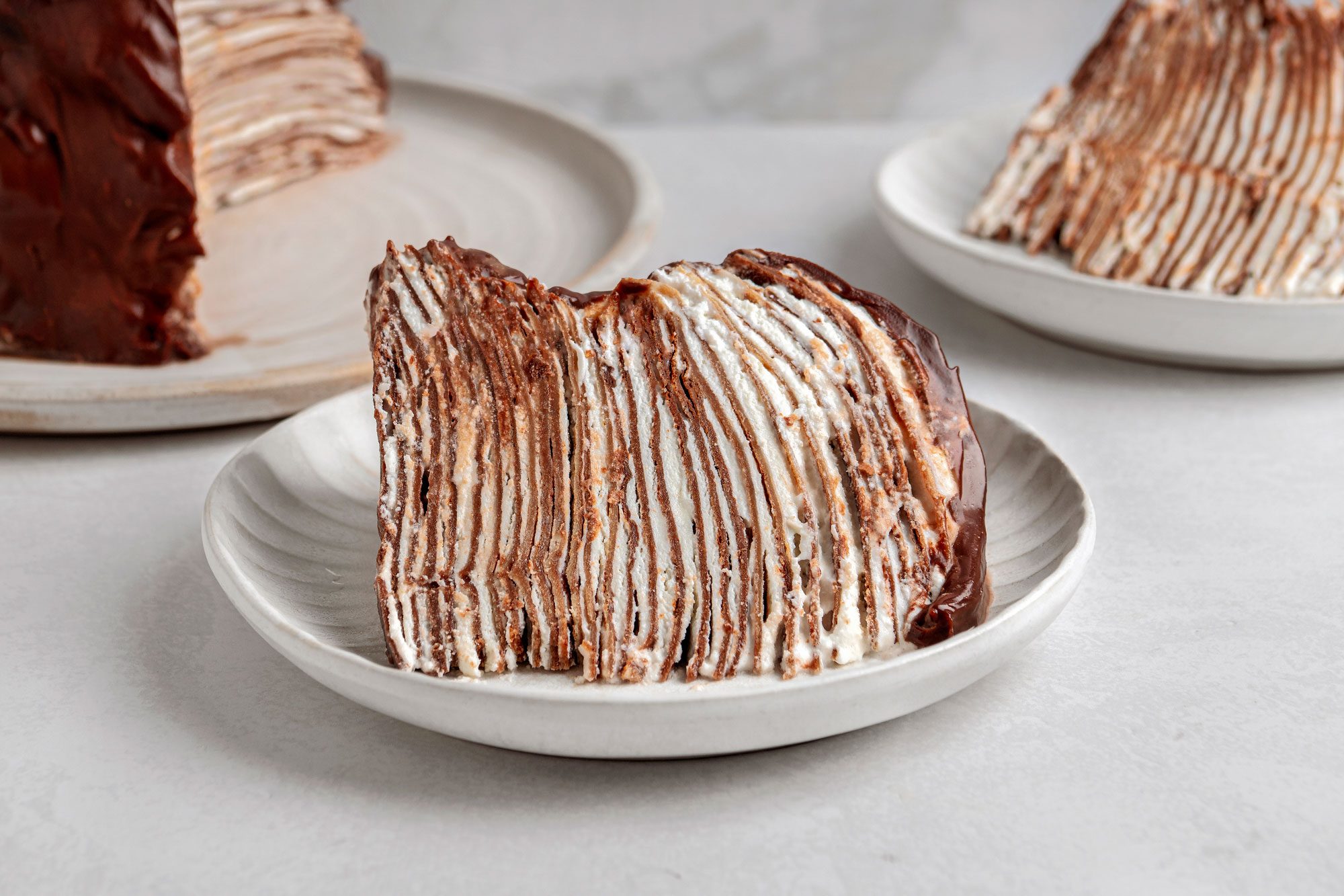 Mille Crepe Cake is ready and served in a plate