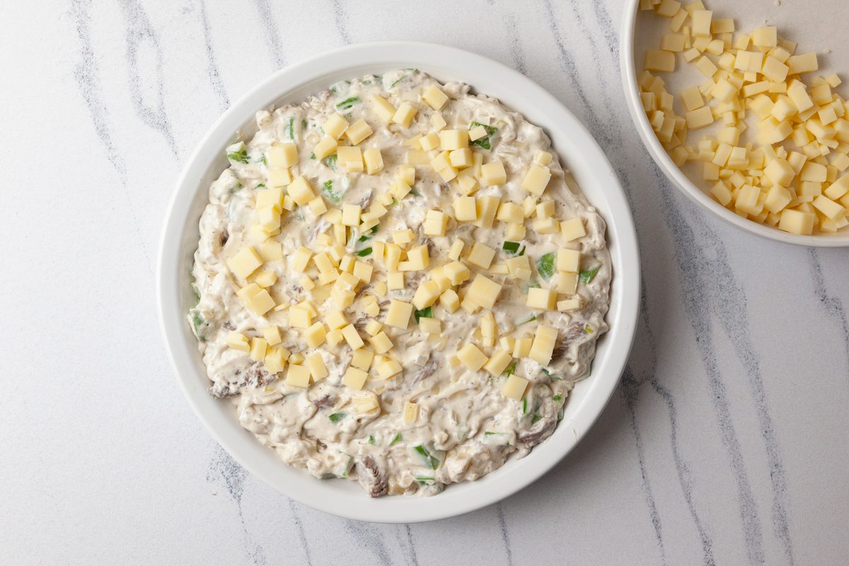 Adding the meat to cream mixture