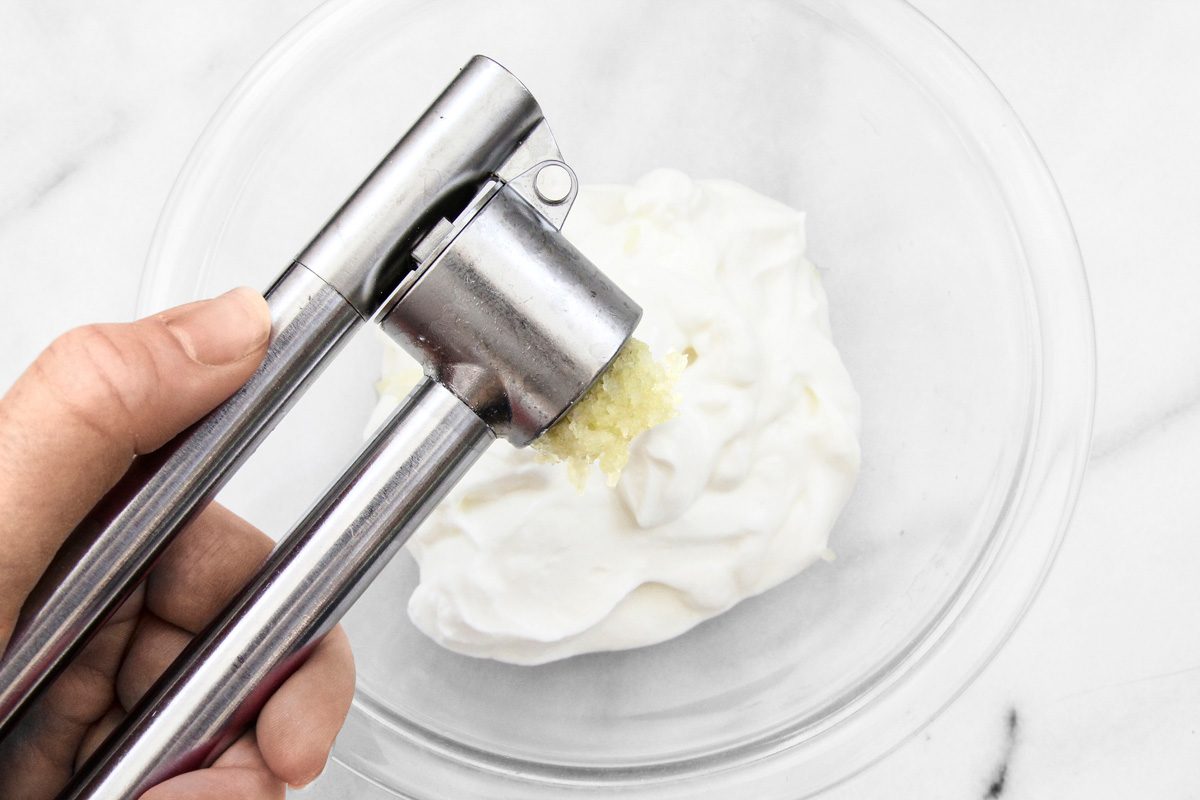 Minced garlic mixed with yogurt