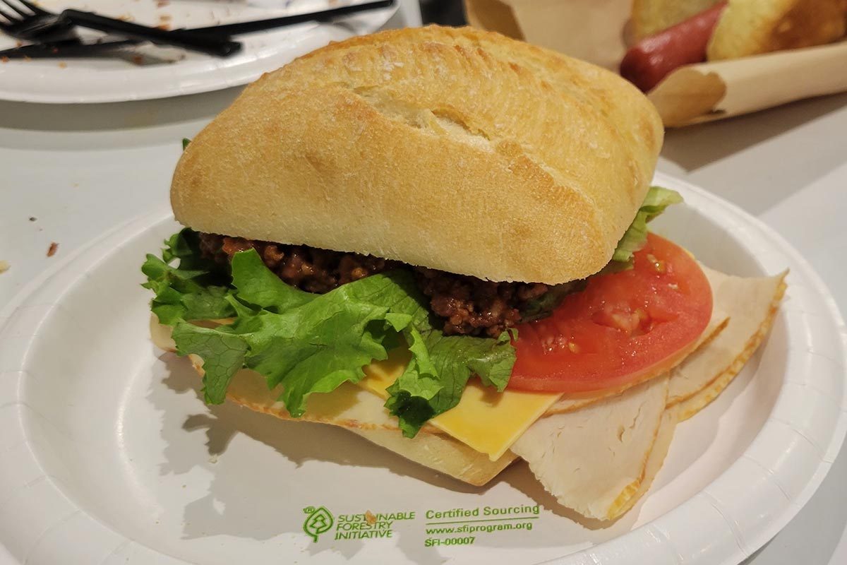 Costco turkey sandwich on a plate