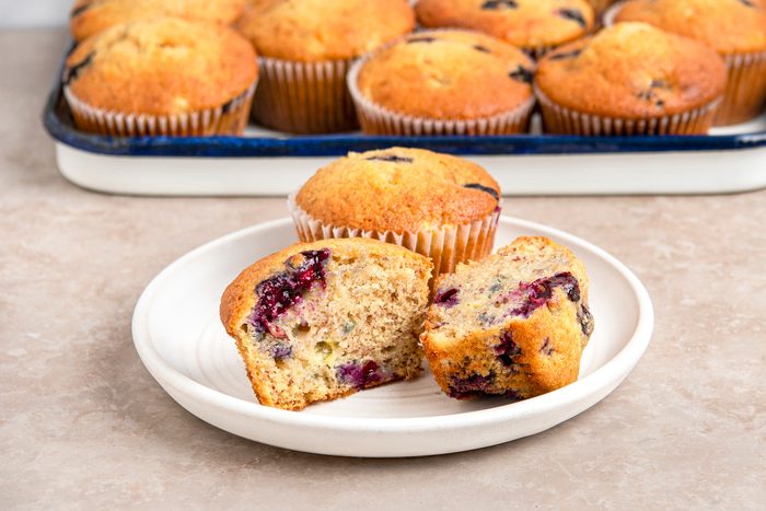 Banana Blueberry Muffins is ready and served in a Plate