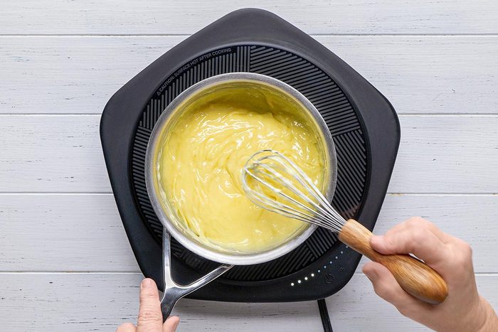 Egg yolks being whisked together with some ingredients