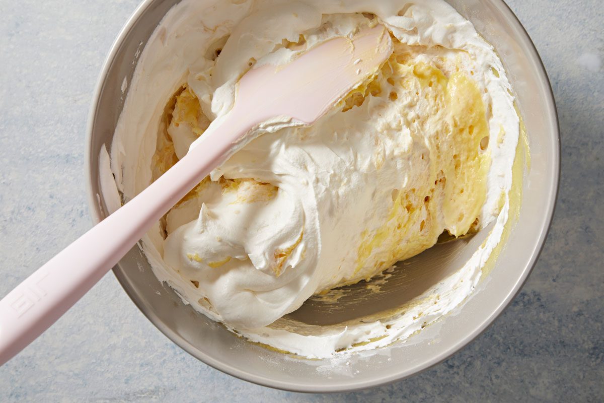 Fold in cool whip until well-combined.