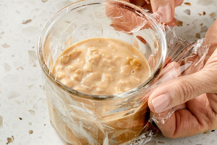 Sealing the oatmeal mixture container for refrigeration