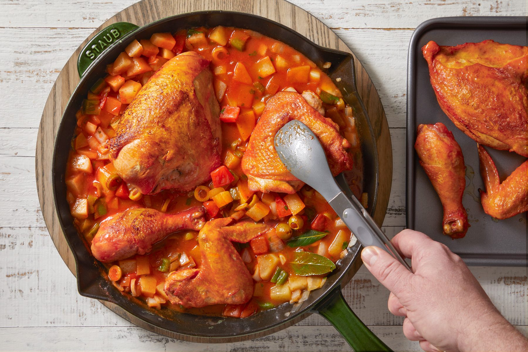 Return chicken to the pan.