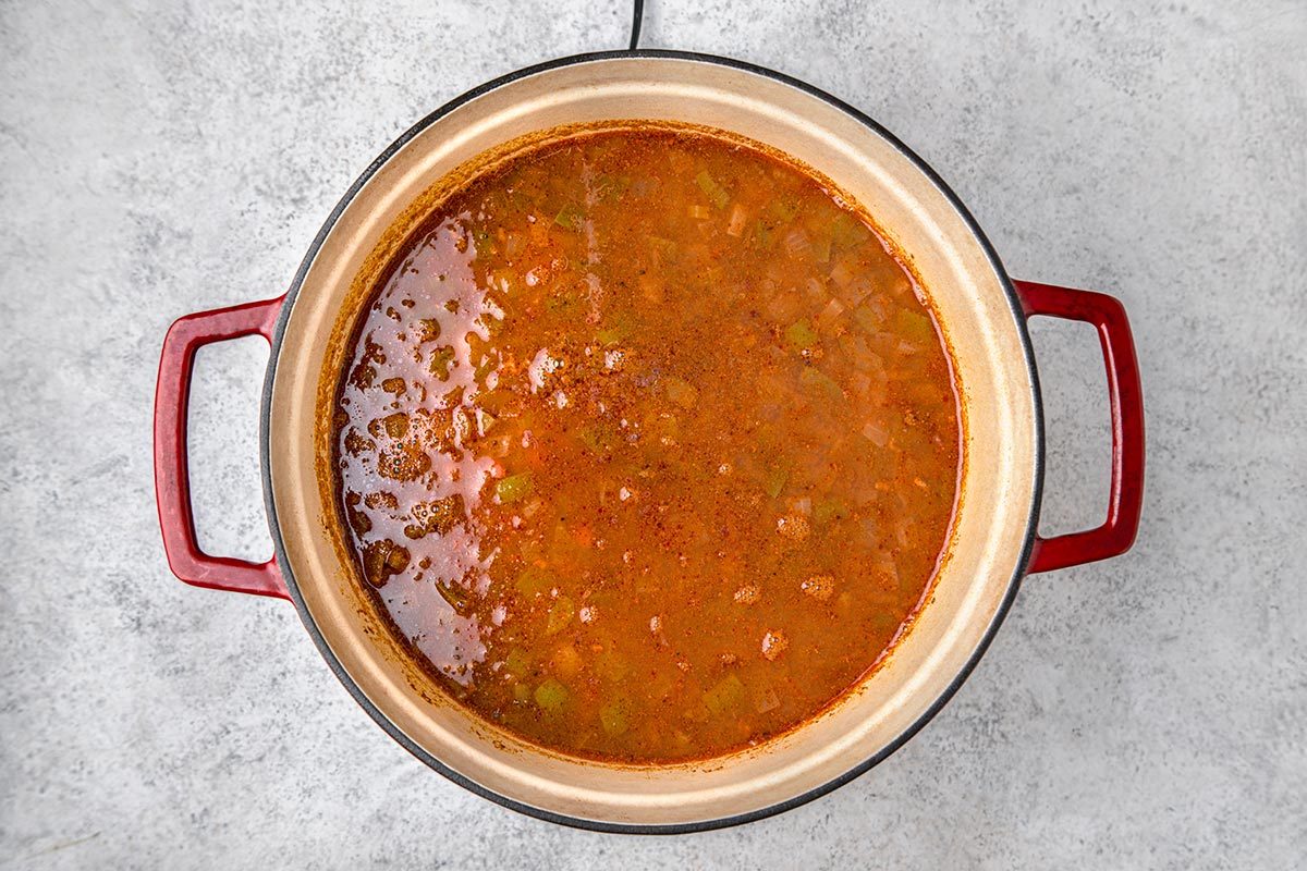 Red Beans being cooked on stove
