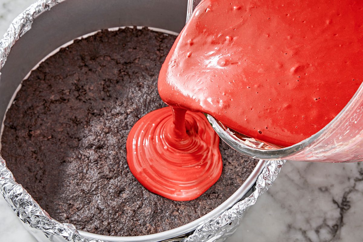 Overhead shot of pour over crust