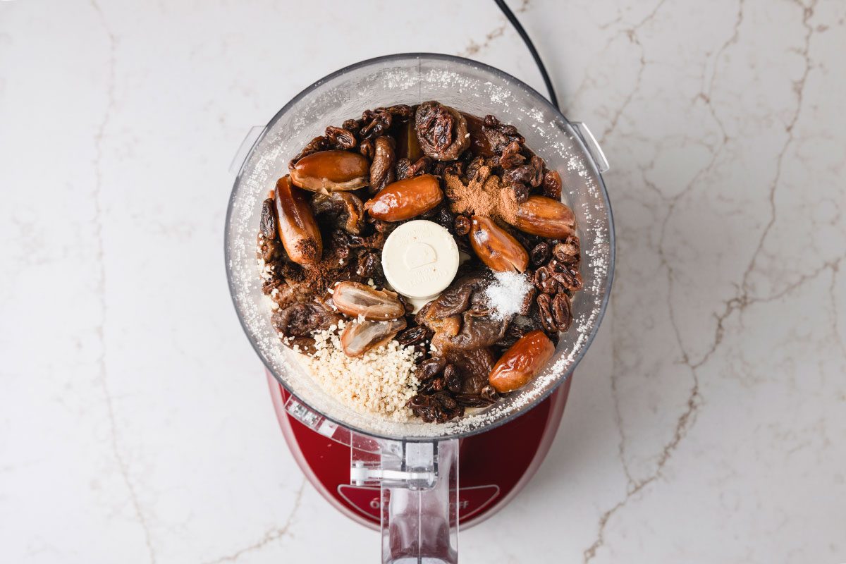 Dried fruits being grinded