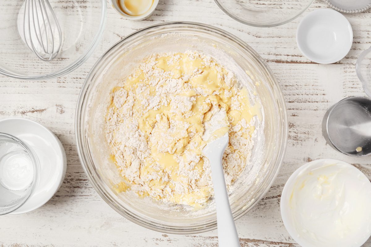 dry ingredients added to wet ingredients