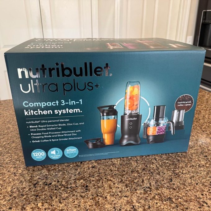 Nutribullet Kitchen System box on a kitchen counter