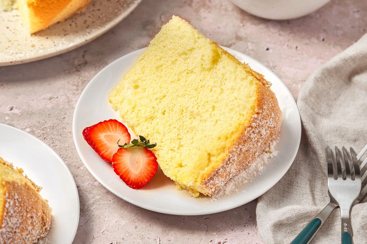 Chiffon Cake is ready and served in a plate