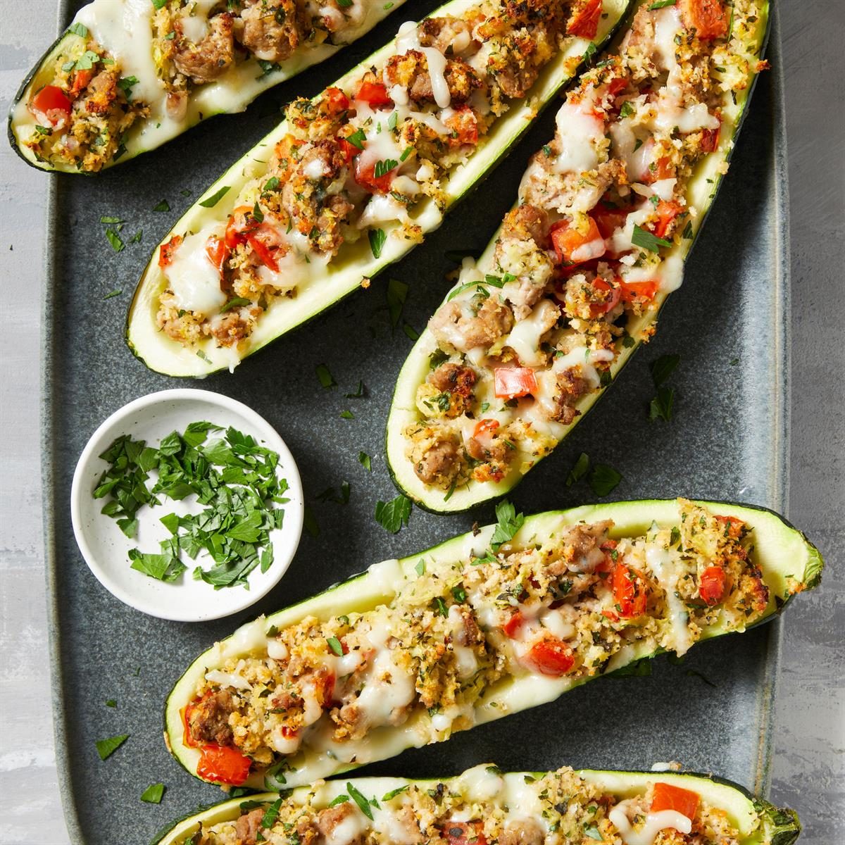 Sausage-Stuffed Zucchini