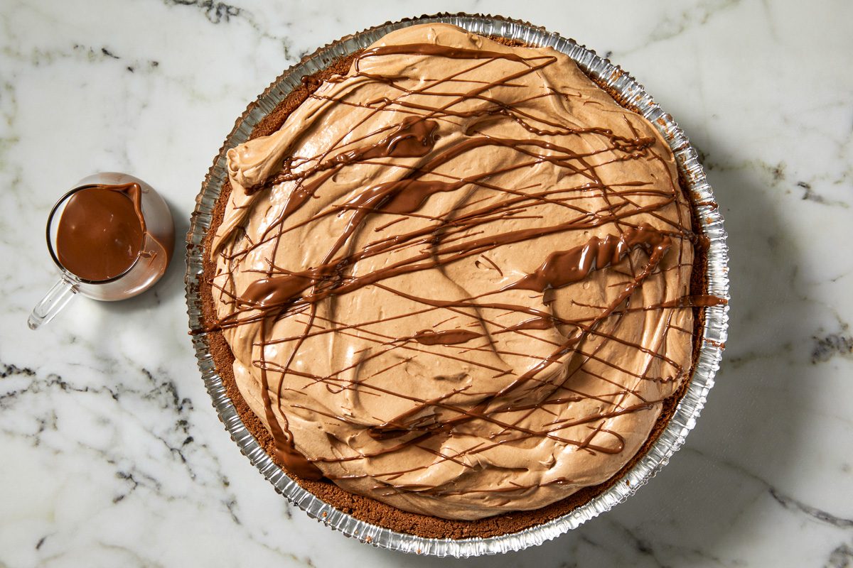 Nutella drizzled over pie