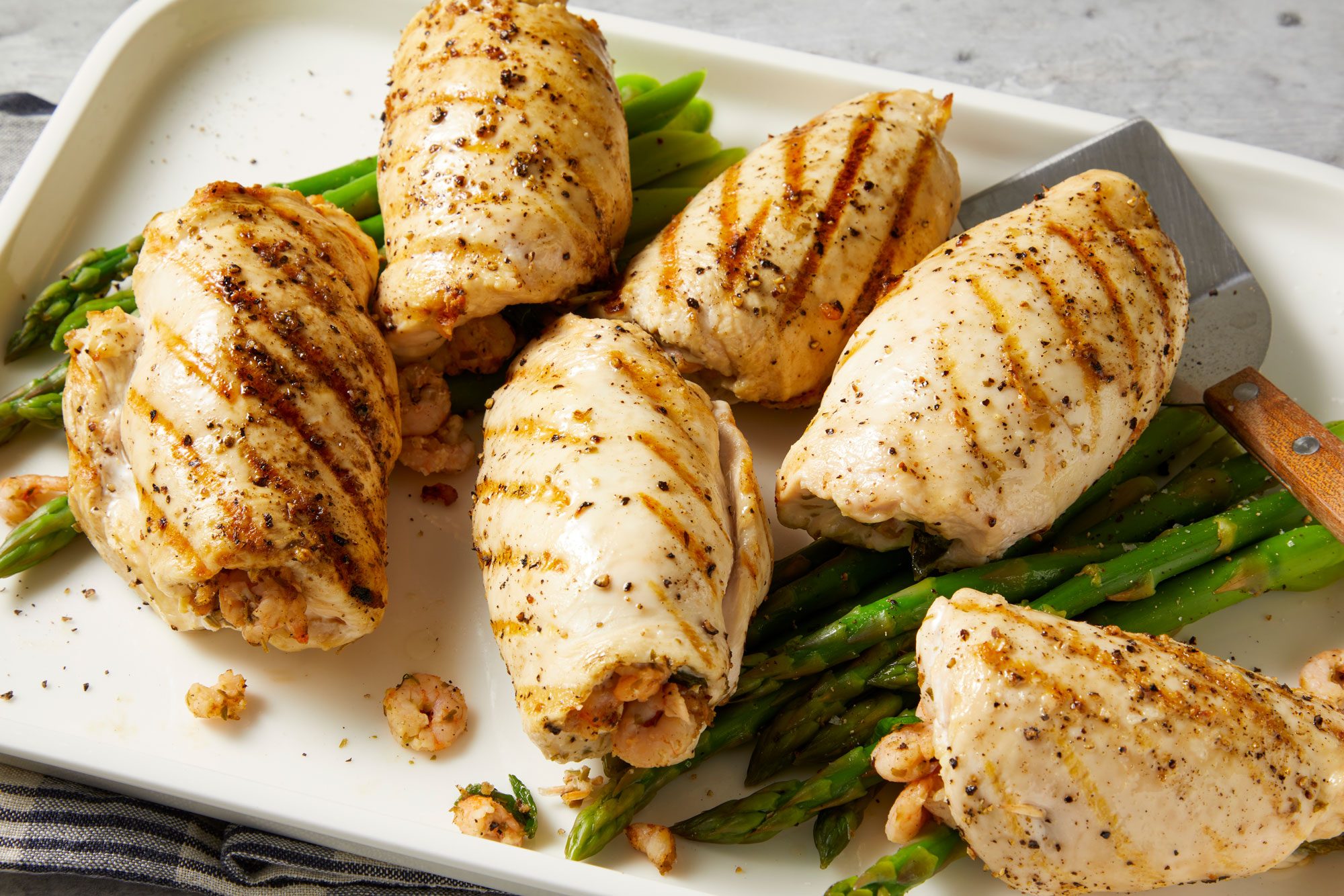 3/4th shot of Shrimp-Stuffed Chicken Breasts