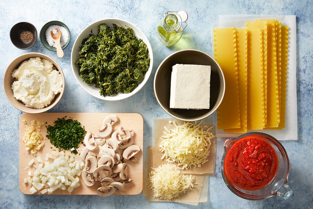 Overhead shot of ingredients on the kitchen counter