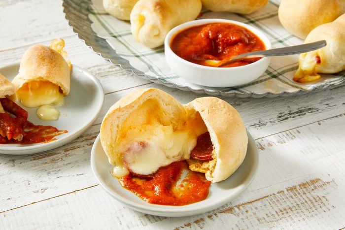 Horizontal shot of Pepperoni Rolls;