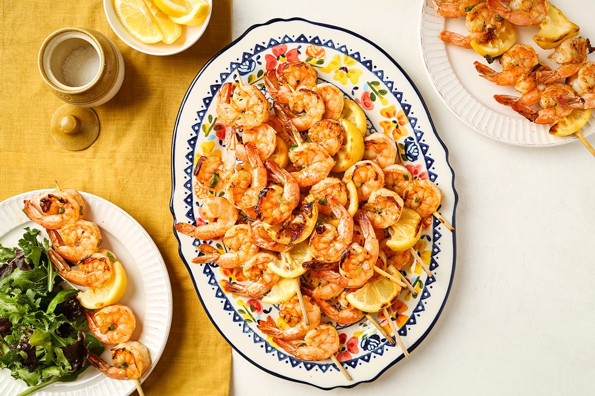 Overhaed shot of Cajun Grilled Shrimp