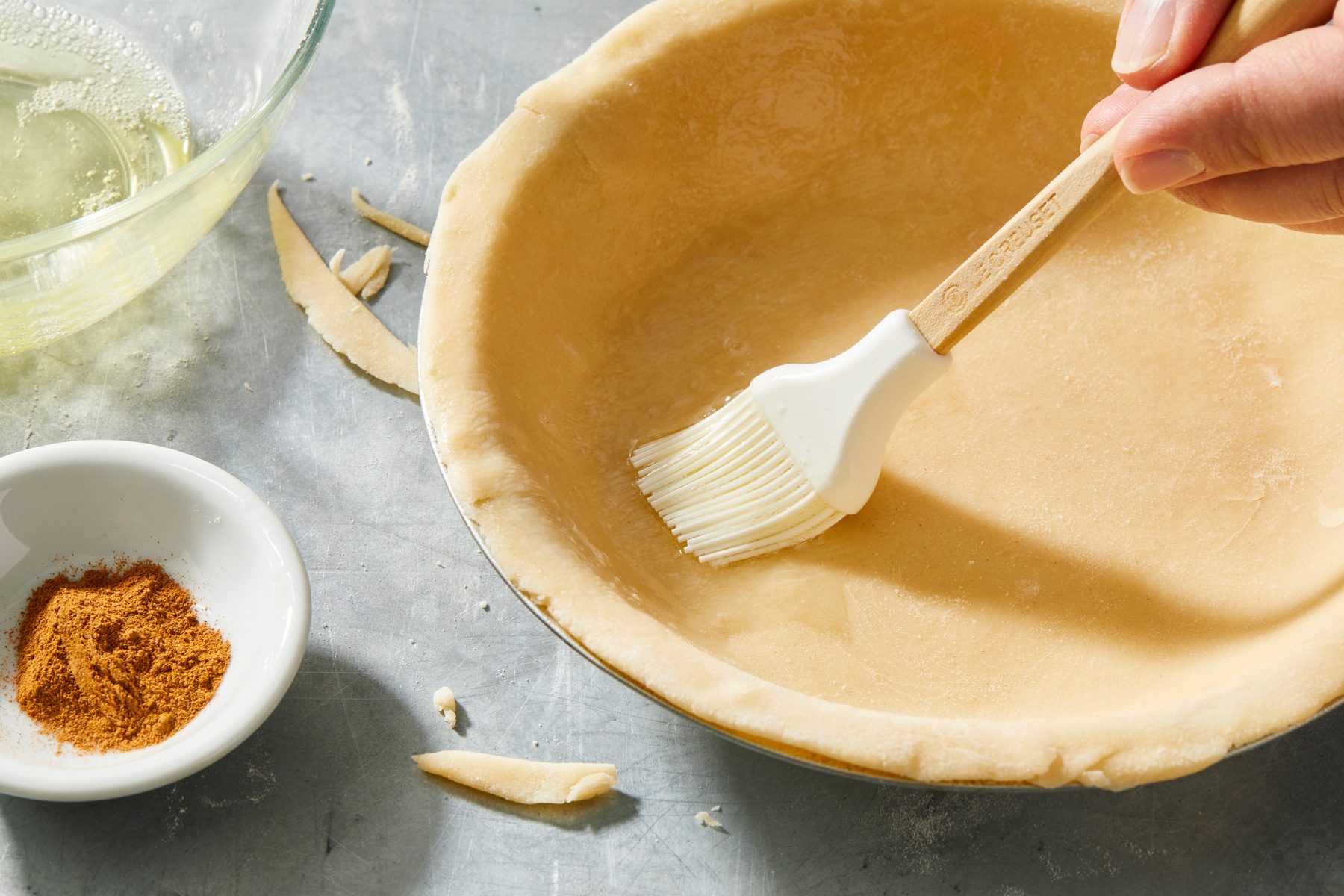 Brush with egg white; sprinkle with 1 half teaspoon cinnamon