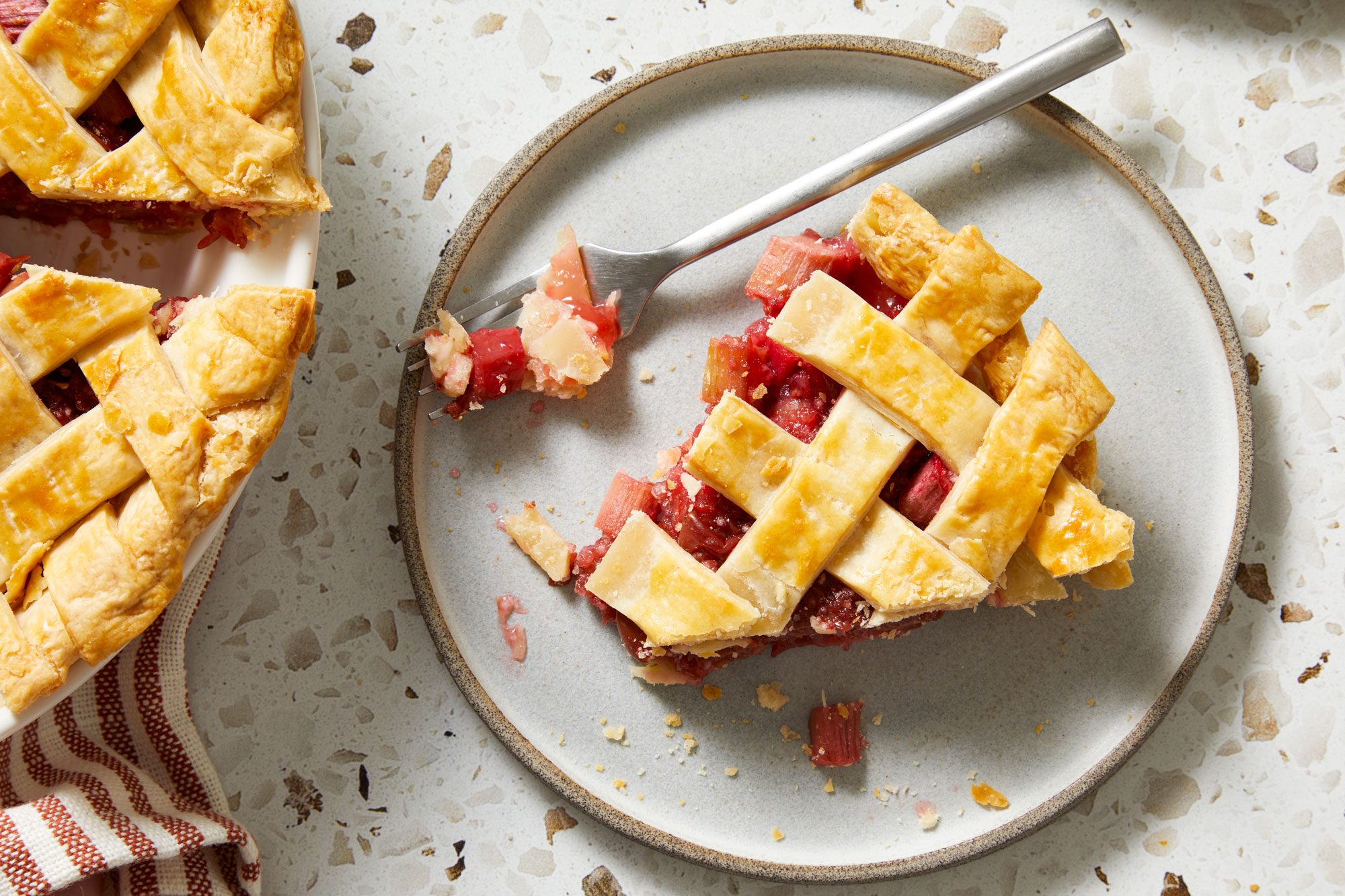 Overhead shot of Rhubarb Cherry Pie