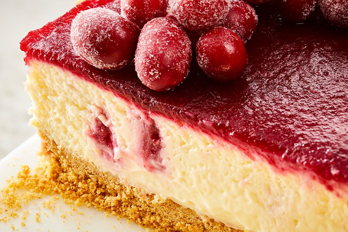 Close up shot of Cranberry Cheesecake