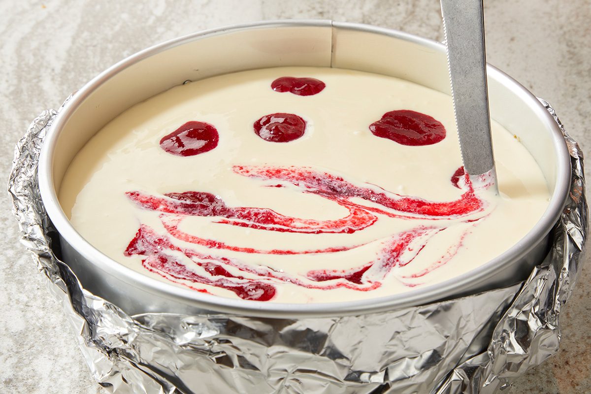 Cut through filling with a knife to swirl