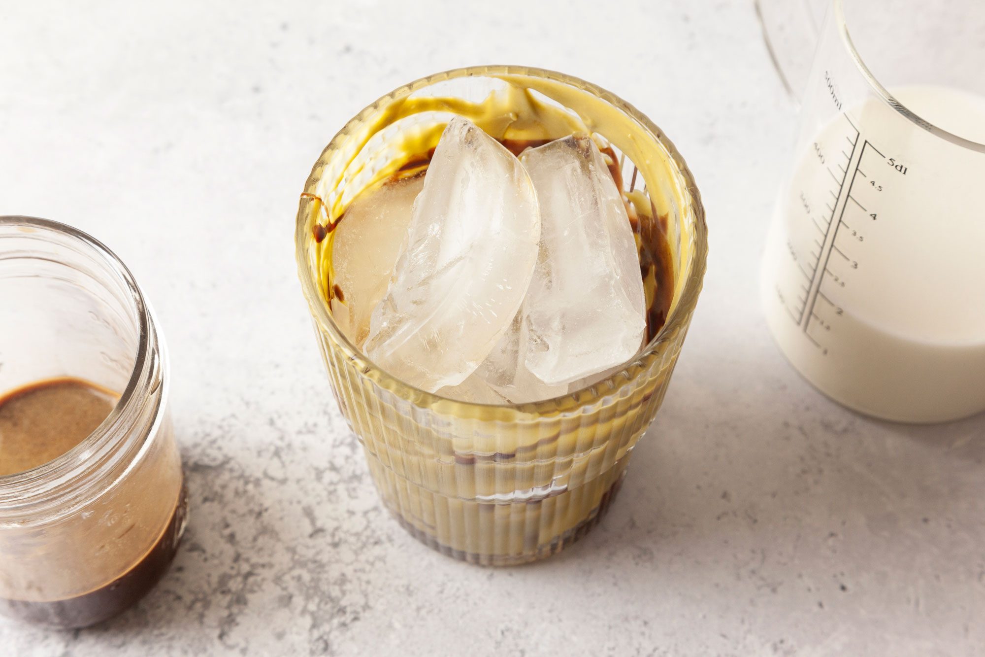 Fill the glass with ice