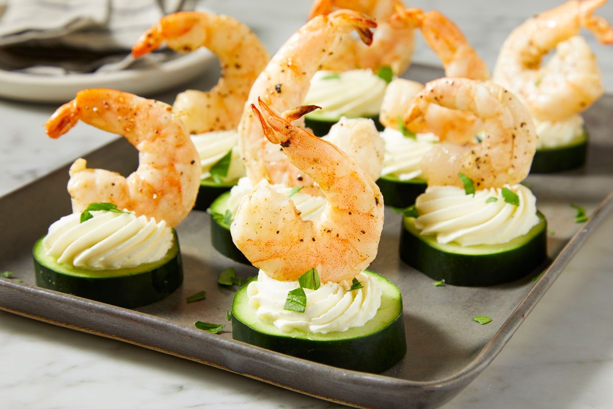 wide shot of Greek Shrimp Canapes;