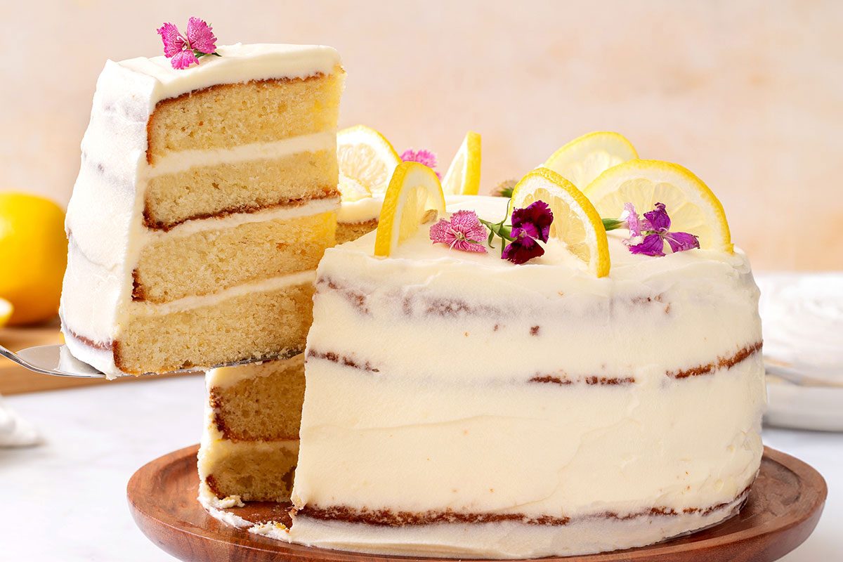 Lemon cake served on a table