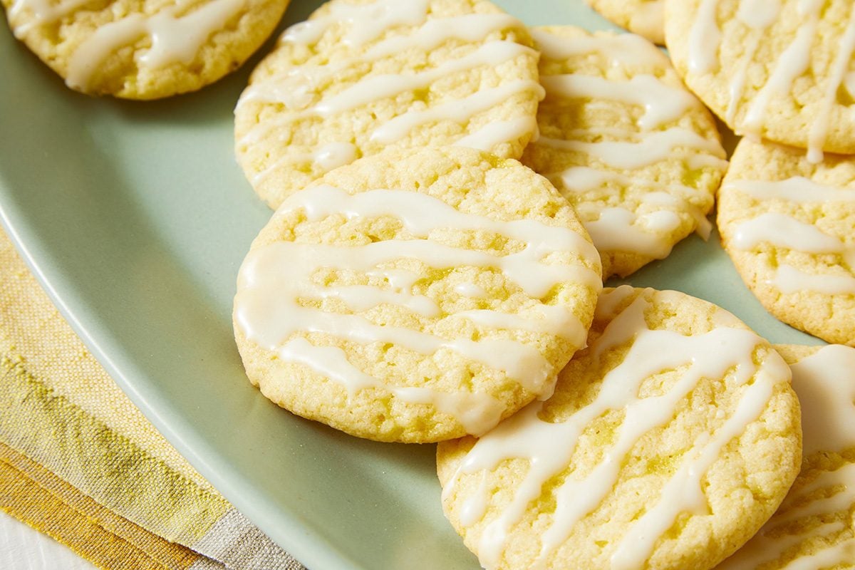 Close up shot of Lemon Drop Cookies with Lemon Drizzle