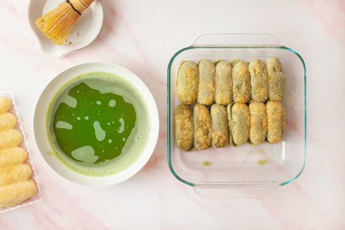 Matcha Tiramisu being prepared