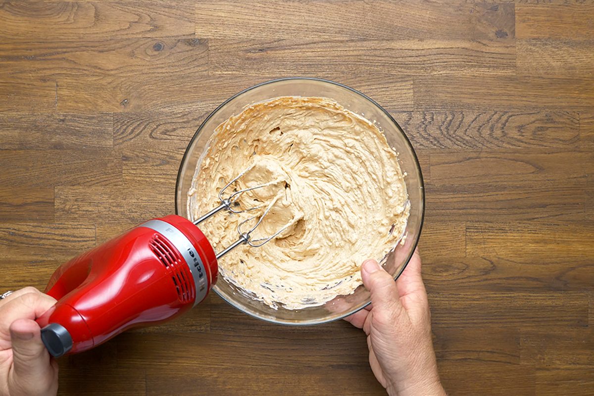 Overhead shot of blend all until smooth