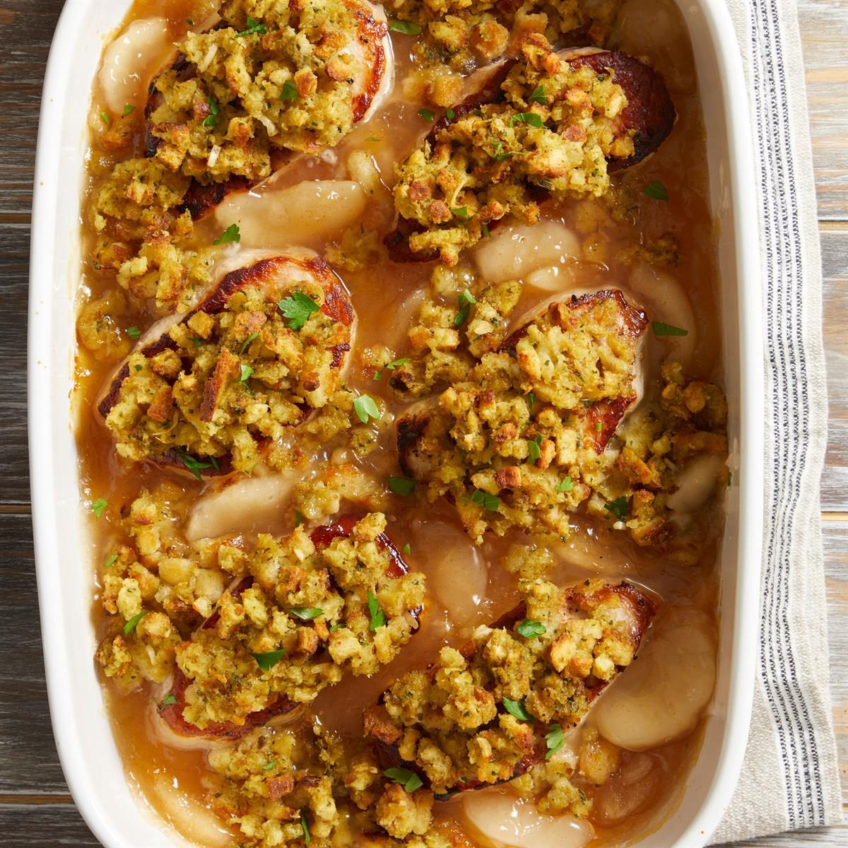Pork Chops with Apples and Stuffing