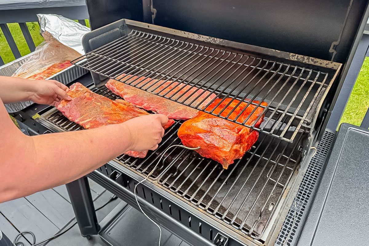 Traeger Woodridge cooking steak