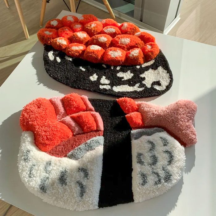 8 Irregular Shaped Rugs That Bring A Touch Of Whimsy Fluffy Sushi Rug Via Etsy.com 08