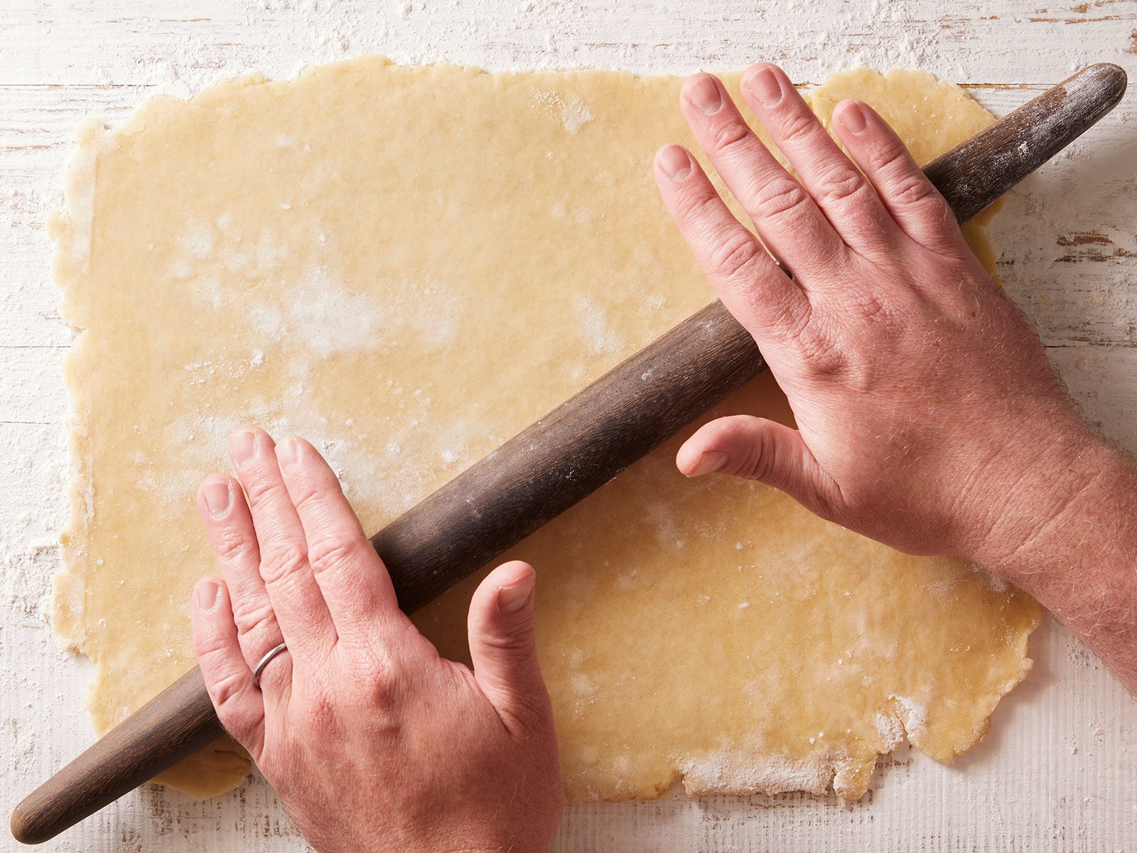 On a lightly floured surface, roll dough to fit top of pie
